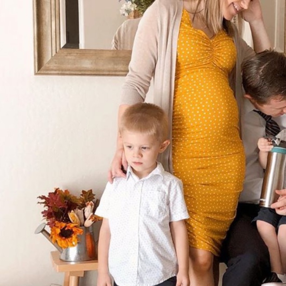 Gold polka dot dress
